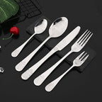 JASHII 20-piece Silverware Flatware Set Vintage Carved Floral Pattern Eating Utensils Stainless Steel Knife Fork Spoon Set Mirror Polished Dishwasher Safe - Silver