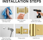 VAEHOLD Hat and Coat Wall Mount Rack - Hooks for Robes, Bags, Keys, and Towels - Bathroom Towel Hanger Organizer (Gold, “T“ Shape 4 Hooks 1 Pack)