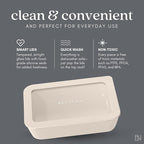 Ceramic Coated Glass Food Storage Container | No PTFE, PFOA, PFAS, and BPA | Reusable Non Toxic Meal Prep Container with Glass Lid | Easy To Store | 8 Cup Square [Crema]