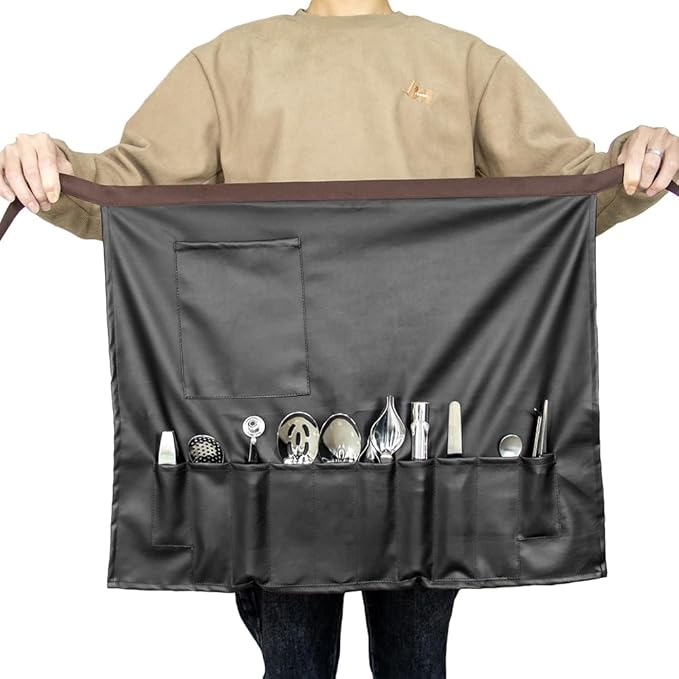 DUEBEL Professional Chef Plating Kit with Apron, 13 Piece Culinary Plating Set, Stainless Steel Plating Tool for Restaurant Plating, Home Cooking and Catering Event(Black)