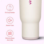 VINUR 40 oz Insulated Tumbler with Handle|Leak-Proof Lid|18/8 Stainless Steel Vacuum Coffee Mug Cup for Travel with Rubber Base | Cup Holder Friendly| Gifts for Women, Cream