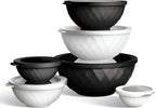 COOK WITH COLOR Mixing Bowls with Lids - 12 Piece Plastic Nesting Bowls Set includes 6 Prep Bowls and 6 Lids, Diamond Design - Microwave Safe (Mint)