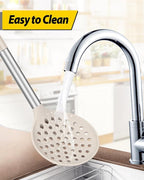 Kitchen Ladle Strainer Set of 2 Large Slotted Spoon with High Heat Resistant BPA Free Non Stick Cooking Skimmers For Draining and Frying (Black-Khaki)