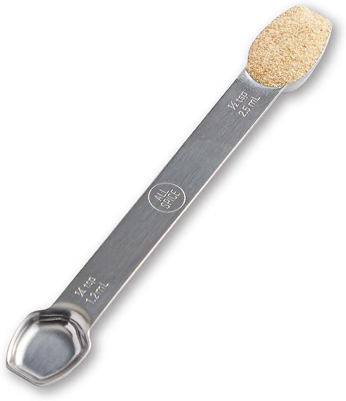 AllSpice Stainless Steel Double Sided Measuring Spoon- 1/2 Teaspoon and 1/4 Teaspoon