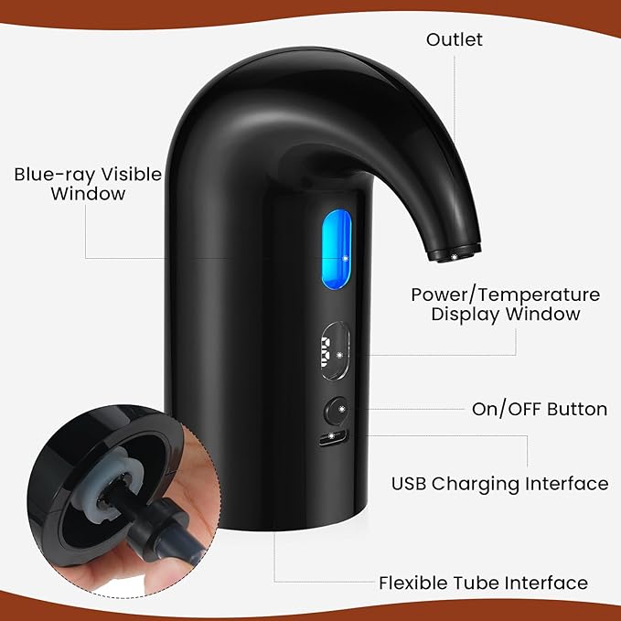 3-in-1 Electric Wine Aerator, Decanter & Dispenser Set – USB Rechargeable Automatic Wine Pourer, Ideal Gift for Wine Lovers
