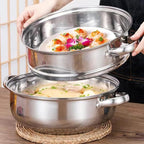 Steamer for Cooking, 3.0 Quarts Stainless Steel Steamer Pot, 2-Tier Food Steam Pots with Lid for Cooking Vegetables, Seafood, Soups, Stews and Pasta, 8.5 x 7.3 inch