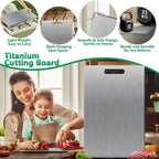 Katuchef Titanium Cutting Board 2025 New Upgrade Pure Titanium Cutting Boards for Kitchen Double Sided Non Toxic Katuchef Cutting Board,Hygiene Durable Dishwasher Safe Chopping Board(18.11IN*11.81IN)