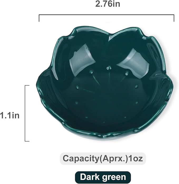 WHJY Dark Green Cherry Blossom Dish Set, Cute Pink Ceramic Plates, Sauce/Seasoning Dish, Sushi Dishes, Soy Dipping Bowl, Dessert, Appetizer Plates, Serving Dish for Kitchen Home – Set of 5