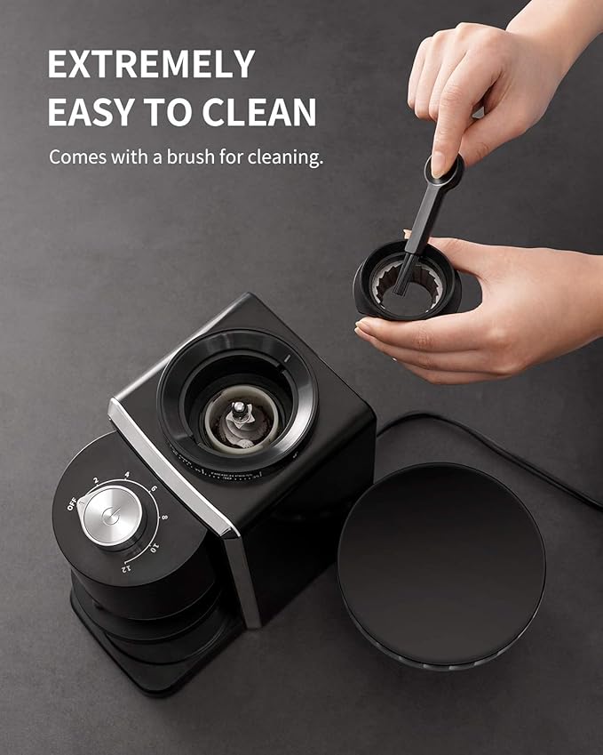 Conical Burr Coffee Grinder, Electric Coffee Bean Grinder for Precise Grinding, 35 Settings, 2–12 Cup Selector, Anti-Static Design for Home Use, Black