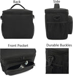 FlowFly Insulated Reusable Lunch Bag Adult Large Lunch Box for Women and Men with Adjustable Shoulder Strap,Front Zipper Pocket and Dual Large Mesh Side Pockets, Black