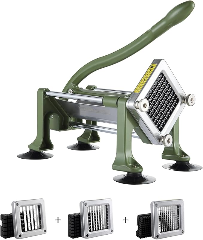 VEVOR French Fry Cutter, Potato Slicer with Stainless Steel Blades, Manual Potato Cutter Chopper with Suction Cups, Great for Potato, French Fries, Cucumber, Vegetables, Carrot