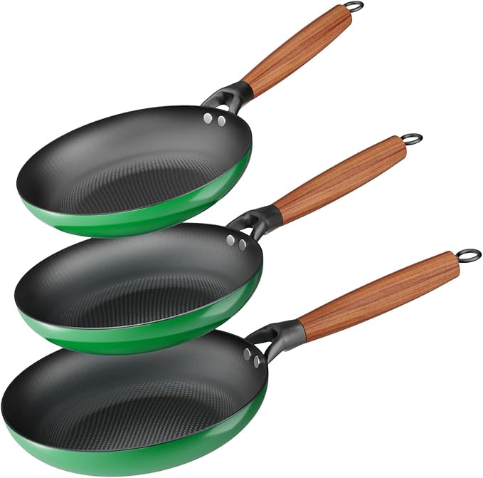 YUTANN Nonstick Frying Pan Set, 8" 10" 12" Ceramic Frying Pans, Pre-seasoned Cast Iron Pan Cookware Set with Removable Handle, Dishwasher Safe, Free of PFAS & PFOA, Compatible with All Stovetops