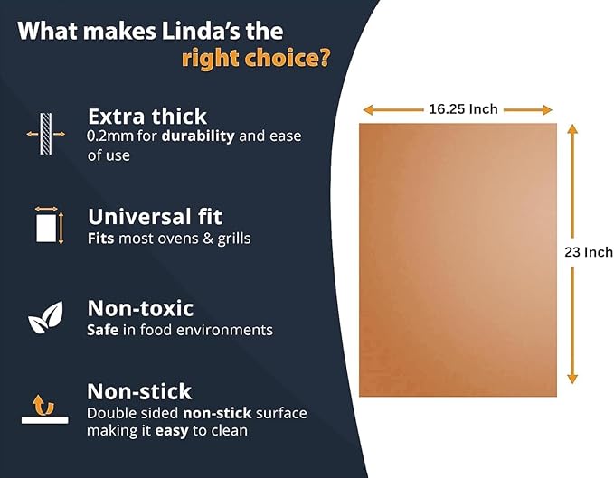 Oven Liners for Bottom of Oven - 2 Pack Large Heavy Duty Mats, 17”x25” Non-Stick Reusable Liner for Electric, Gas, Toasters, Grills - BPA & PFOA Free Kitchen Accessory to Keep It Clean (Copper)
