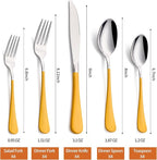 20 Piece Yellow 18/0 Flatware Utensil Set for 4, Include Dinner Knife,Dinner Forks,Dinner Spoons,Salad Forks,Teaspoons,Silverware Set for 4, Dishwasher Safe
