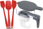 13-Piece Measuring Cups and Spoons Set with 3-Piece Red Silicone Spatula Set, BPA-Free, Dishwasher Safe Baking and Cooking Tools
