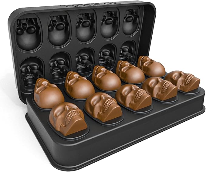 3D Skull Ice Cube Mold Tray -Novelty Shaped Ice Maker for Whiskey Cocktails Drinkers,Bartenders,Easy Release Silicone kull Molds,Baking Chocolate Candy,Home Bars