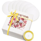qiqee 10x10x5 Cake Box, 18 Sets White Cake Box with Window ＆ 18 Sets 10" White Cake Round Boards, 10inch Cake Containers, 10 Meters Gold Silk Ribbon