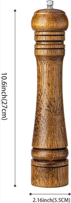 10 Inch Large Capacity Manual Pepper Grinder Oak Wood Adjustable Ceramic Core Salt and Pepper Mill for Kitchen Cooking Seasoning Grinding