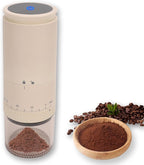 Portable Burr Coffee Grinder, Small Electric Coffee Bean Grinder with 38 Adjustable Settings, LCD Screen Mini Coffee Grinder with Clean Brush and USB for Travel and Camping (Beige)