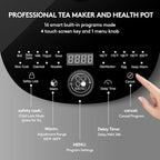 Electric Kettle Temperature Control Glass Tea Kettle Programmable Control Tea Pot, 2 Liter Stainless Steel Tea Maker & Coffee Kettle with Tea Infuser, Egg Cooker and Yogurt Box, BLACK