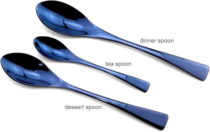 JASHII Luxury Jubilee Blue Flatware Set 20-Piece Iridescent Silverware Sets Replace Black Mirror Polished, 18/10 Stainless Steel Utensils For 4,Dinner Knife Fork Salad Fork w/DINNER COFFEE Spoon