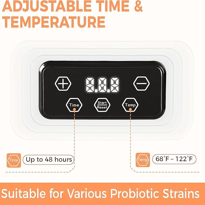 Automatic Yogurt Maker, Digital Yogurt Maker Machine with 12 Jars 2160ml Adjustable Temperature 48H Time Control for Fresh Homemade Yogurt Dessert, Led Display Multi-Function Electric Yogurt Machine