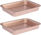 9x13 Baking Pan, Rectangle Cake Pan Nonstick, Bakeware Baking Pans for Oven, Easy Clean, Carbon Steel Cake Pan for Lasagna Brownies Casseroles Cakes Pan, Rose Gold