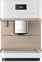 Miele CM 6360 MilkPerfection Automatic Coffee Machine - OneTouch for Two, AromaticSystem, 8 individual profiles, DoubleShot, WiFi-compatible, LED lighting, in Lotus White CleanSteel Metallic