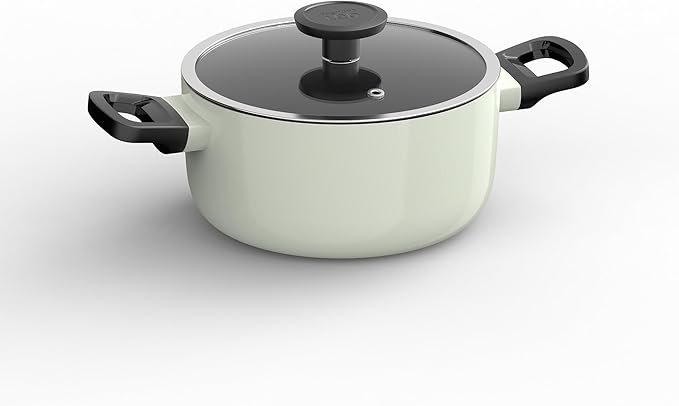 BergHOFF Leo Glints 7Pc Non-stick Ceramic Cookware Set With Glass Lid, Recycled Aluminum, CeraGreen Non-toxic Coating, Stay-cool Handle, Sage