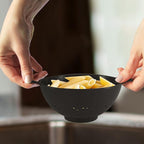 Meadow Lane 6-inch Small Colander, BPA-Free, Dishwasher Safe, Double Handles, Compact Food Strainer for Berries, Veggies and Pasta, 3-Cup Capacity, Black and Gray, 2-Pack