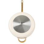 bloomhouse - Two Time Oprah's Favorite Things Winner - 6 QT Heavy Duty Aluminum Premium PFA Free Ceramic Nonstick Saute/Deep Frying Pan Skillet with Lid - Almond Cream w/Gold Handle