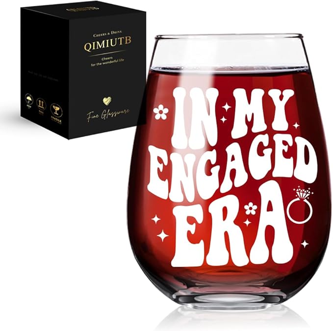 In My Engaged Era Wine Glass, Engagement Gifts for Her Women, Bride to Be Gifts, Engagement Christmas Gifts for Bride, Her Women-121