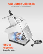 VEVOR Food Processor & Vegetable Chopper, 2 Feeding Holes Food-Grade Stainless Steel Food Processor Chopper with Detachable 6 Blades, 3mm/5mm/7mm/10mm Shredder, 2mm/4mm Slicer, for Vegetables, Fruit