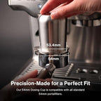 Crema Coffee Products 54mm Dosing Cup | Compatible with Breville Portafilters etc | Durable 100% Stainless Steel | Built-In Grinder Tab for Easy Transfer | Sleek, Mess-Free Design | White Finish