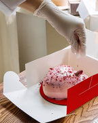 qiqee 8x8x5 Cake Box, 18 Sets Red Cake Box with Window ＆ 18 Sets 8" Red Cake Round Boards, 8inch Cake Containers