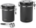 Veken 22OZ Gray (No Window) & 16OZ Gray (No Window) Coffee Canister Set