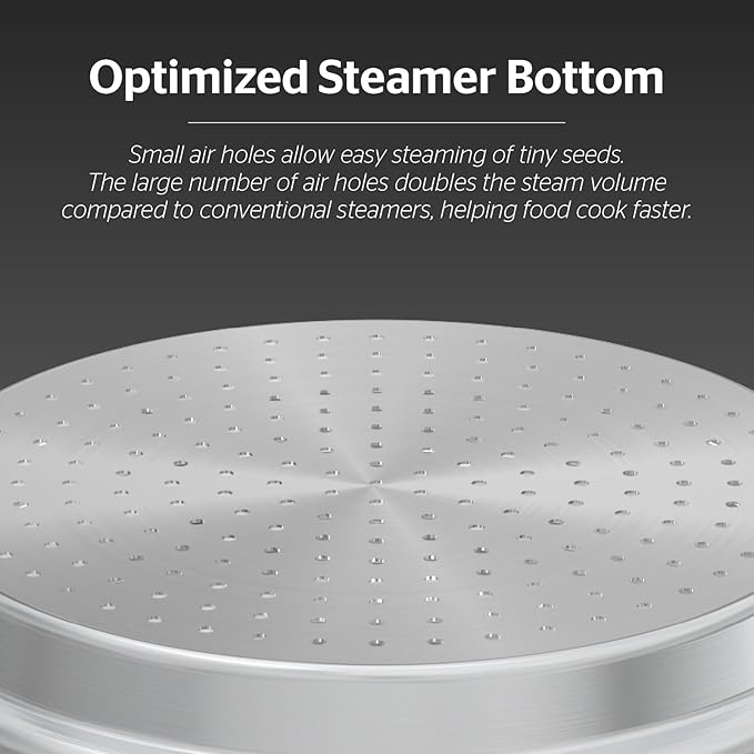 SUNHOUSE 5 Quart Stainless Steel Steamer Insert – Multi-Purpose Soup & Food Steamer with Stay-Cool Handles & Heavy-Duty Glass Lid – Fits Various Pot Sizes (8", 9", 9.5")