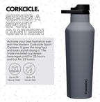 Corkcicle Sport Canteen - Keeps Drinks Cold 25 Hours - Stainless Steel Water Bottle - Triple-Insulated - Spill-Proof - Summer Drinkware Gift - Keeps Drinks Ice Cold - 20 oz - Hammerhead