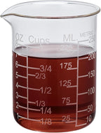 Ackers Etched Graduated Glass Measuring Cup - V-Shaped Spout- High Borosilicate Glass Measuring Cup for Kitchen or Dining, Easy to Read, 250ml (8oz, 1 Cup)