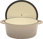 Gibson Home Addlestone 5 Qt Enameled Cast Iron Dutch Oven Pot with Lid – Round, Oven Safe to 500°F, Ideal for Bread Baking & Stews - Gradient Taupe