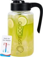 Borosilicate Glass Pitcher with Lid, 64 oz Mason Jar Pitcher Pour Spout Lid Airtight Leak-proof, Sun Tea Glass Jar for Outside, Breastmilk, Cold Brew, Coffee and Iced Tea