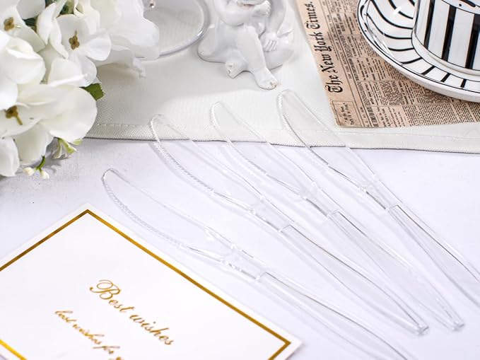 Liacere 360PCS Clear Plastic Knives Disposable - Heavy DutyBPA-Free - Heat Resistant, Solid and Durable Disposable Knives Bulk, Premium Plastic Knives Heavy Duty for Party Supply