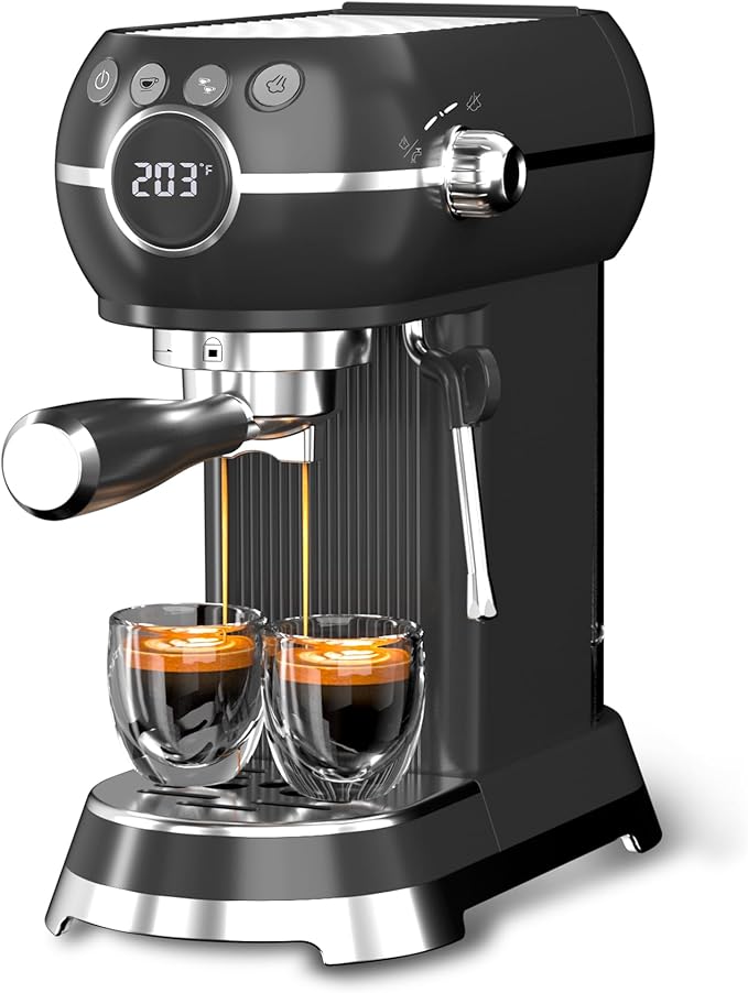 HBN 20Bar Compact Espresso Machine with Milk Frother, 27oz Removable Water Tank for Small Spaces, Fast Heat-Up Home Coffee Maker for Latte, Cappuccino, Americano