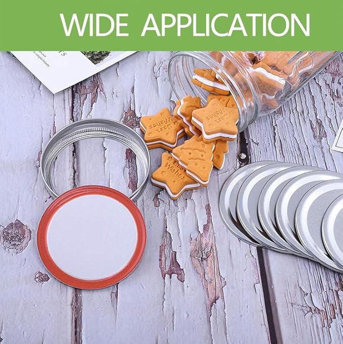 BSL 48 Pcs Canning Lids with Rings, Premium Mason Jar Lids with Bands/Rings for 86mm Wide Mouth Jars - Food Grade Material, 100% Fit & Airtight