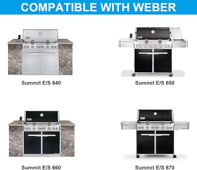 Full Size Griddle Inserts for Weber Summit 600 Series Grills, Flat Top Griddle for Summit E/S 640/650/660/670 Gas Grills with a Smoker Box, Replacement Parts for Weber 67552 Grates