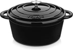 Velaze 7.5 QT Dutch Oven Pot with Lid, Enameled Cast Iron Dutch Oven with Dual Handles for Sourdough Bread Baking, Cooking, Non-stick Enamel Coated Cookware (Black)