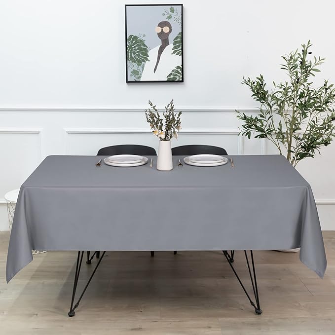sancua Square Tablecloth - 70 x 70 Inch - Water Resistant Spill Proof Washable Polyester Table Cloth, Decorative Fabric Table Cover for Dining Tables, Buffet Parties and Camping, Light Grey