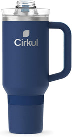 Cirkul 40oz. Midnight Blue Stainless Steel Tumbler with Handle, All-Day StrawSip™, Double-Wall Insulated