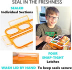 Bento-Box with Bag and Ice Pack. Lunch Boxes Snack Containers for Kids Boys Girls Adults. 6 Compartments, Leakproof Portion Container Boxes Insulated Bags for School Lunches, BPA Free, Orange