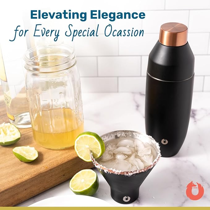 SNOWFOX Premium Vacuum Insulated Stainless Steel Martini Glass, Set of 2, Martinis Stay Icy Cold, Stemless Cocktail Glasses, Elegant Home Entertaining, Bold Beautiful Barware Set, 8 oz, Blue